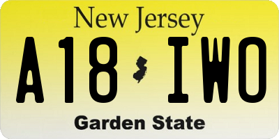 NJ license plate A18IWO