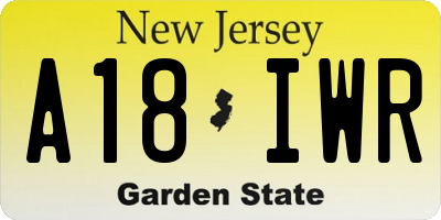 NJ license plate A18IWR