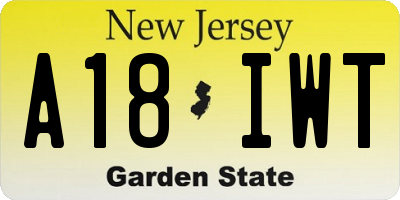NJ license plate A18IWT