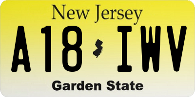 NJ license plate A18IWV