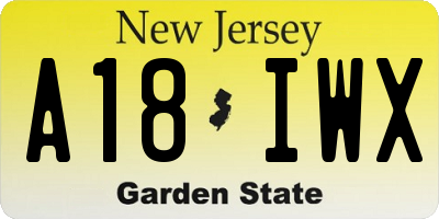 NJ license plate A18IWX