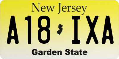 NJ license plate A18IXA