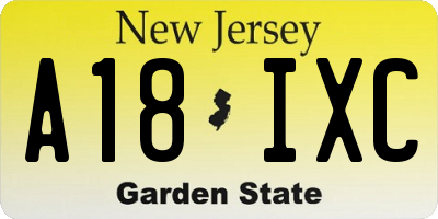 NJ license plate A18IXC
