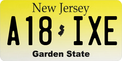NJ license plate A18IXE