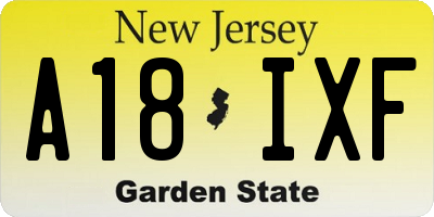 NJ license plate A18IXF