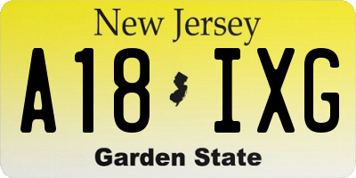 NJ license plate A18IXG