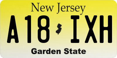 NJ license plate A18IXH