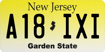 NJ license plate A18IXI