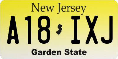 NJ license plate A18IXJ