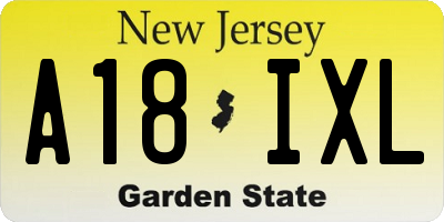 NJ license plate A18IXL