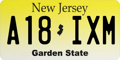 NJ license plate A18IXM