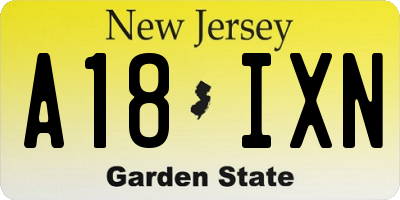 NJ license plate A18IXN