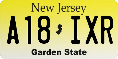 NJ license plate A18IXR