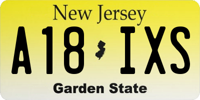 NJ license plate A18IXS