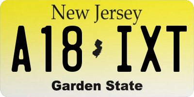 NJ license plate A18IXT