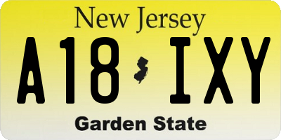 NJ license plate A18IXY