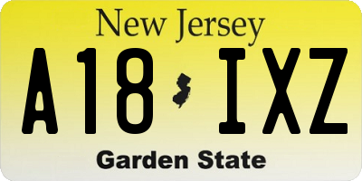 NJ license plate A18IXZ