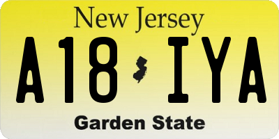 NJ license plate A18IYA