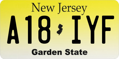 NJ license plate A18IYF