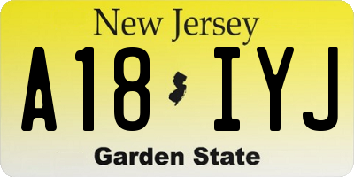 NJ license plate A18IYJ