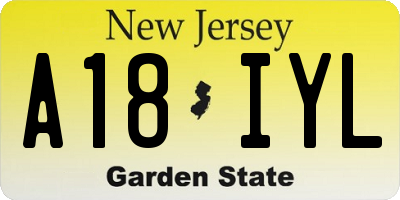 NJ license plate A18IYL