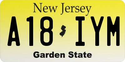 NJ license plate A18IYM