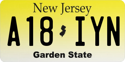 NJ license plate A18IYN