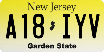 NJ license plate A18IYV