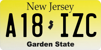 NJ license plate A18IZC
