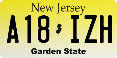 NJ license plate A18IZH