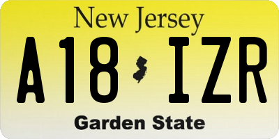 NJ license plate A18IZR