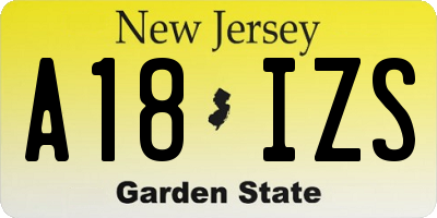 NJ license plate A18IZS