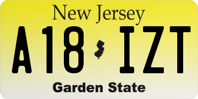 NJ license plate A18IZT