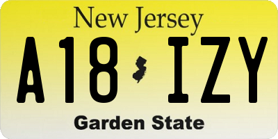 NJ license plate A18IZY