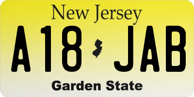 NJ license plate A18JAB