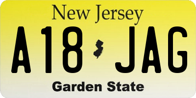 NJ license plate A18JAG