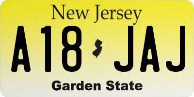 NJ license plate A18JAJ