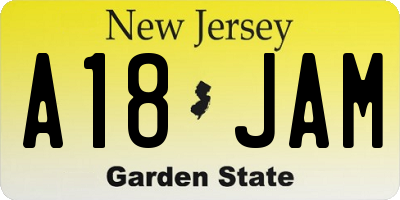 NJ license plate A18JAM