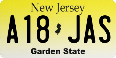 NJ license plate A18JAS
