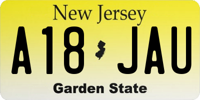 NJ license plate A18JAU