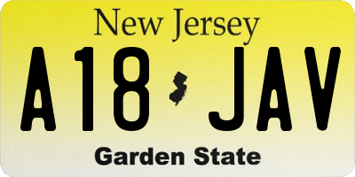 NJ license plate A18JAV