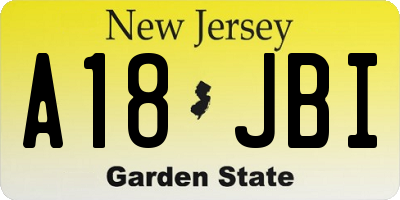 NJ license plate A18JBI