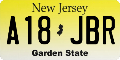 NJ license plate A18JBR