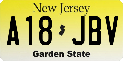 NJ license plate A18JBV