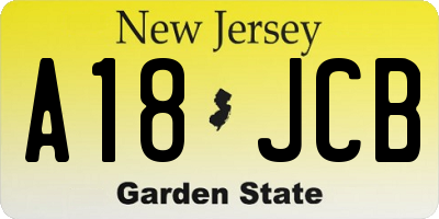 NJ license plate A18JCB