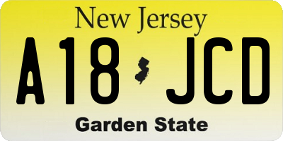 NJ license plate A18JCD