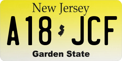 NJ license plate A18JCF