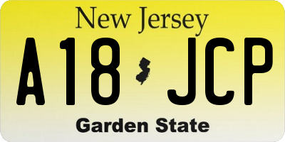 NJ license plate A18JCP