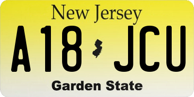 NJ license plate A18JCU