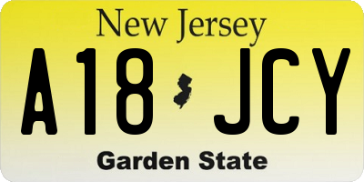 NJ license plate A18JCY